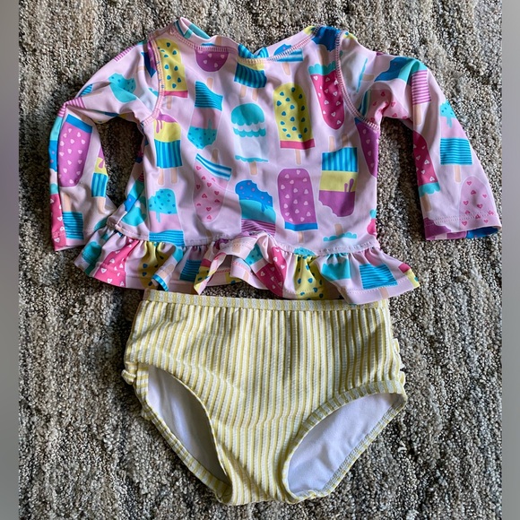 RuffleButts 12-18 Month Rash Guard Bikini - Picture 3 of 4